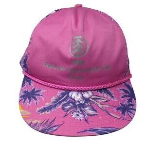 1994 Employee Appreciation Day Picnic Hat Multi OS Floral Rope Nissin Vintage